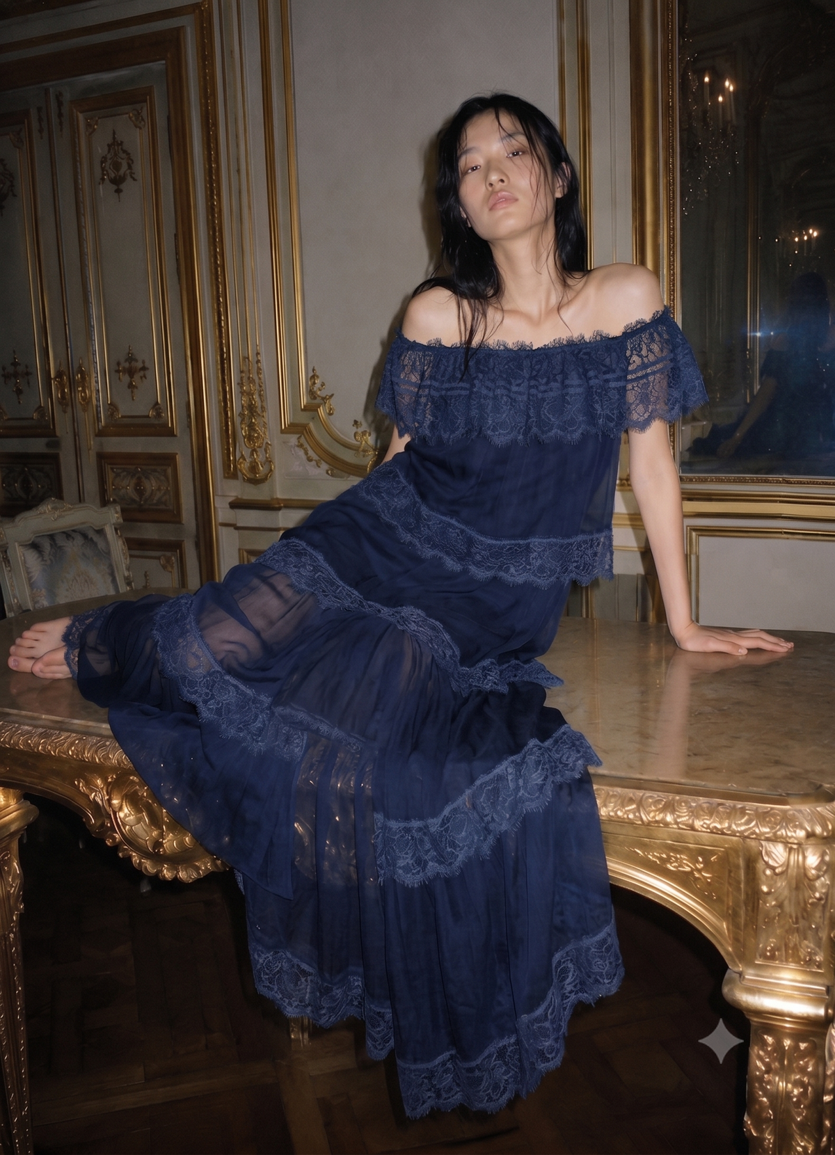 ROSÉE DARK BLUE — MORNING ON SILK